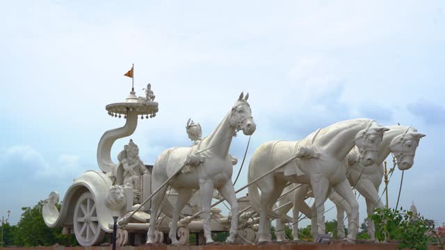 Shri Krishna Sarathi on Arjun's Chariot statue located in Kota, Rajasthan, India