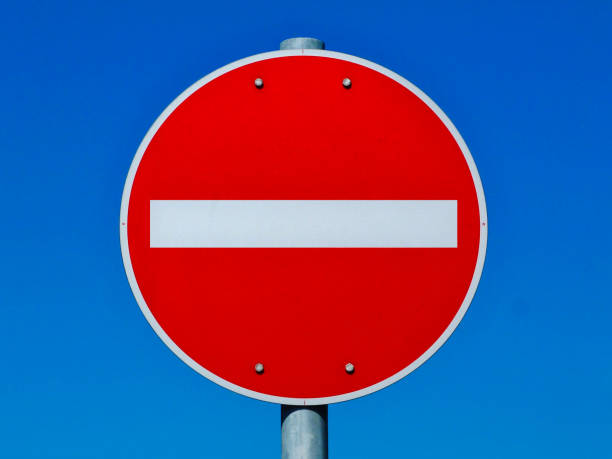 istock Do Not Enter red circular traffic sign. metal plate on galvanized steel post 1733963600