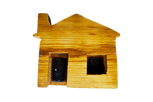 wooden antique handmade house on white background
