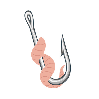 worm and hook flat art drawn