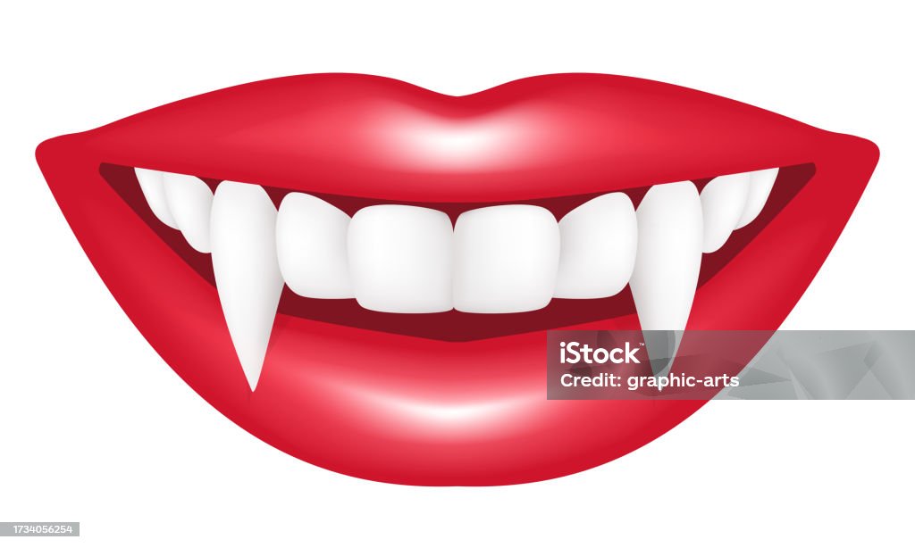 Vampire Simling Vampire Smile Vampire Fangs Vector Illustration Isolated On White ...