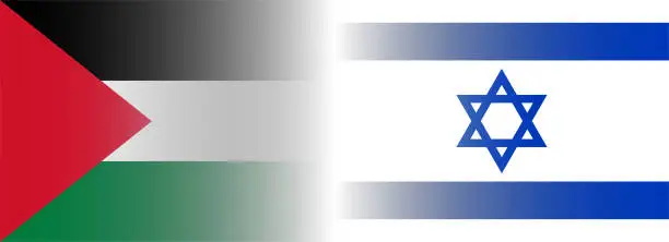 Vector illustration of Fusion of Israel and Palestine flags