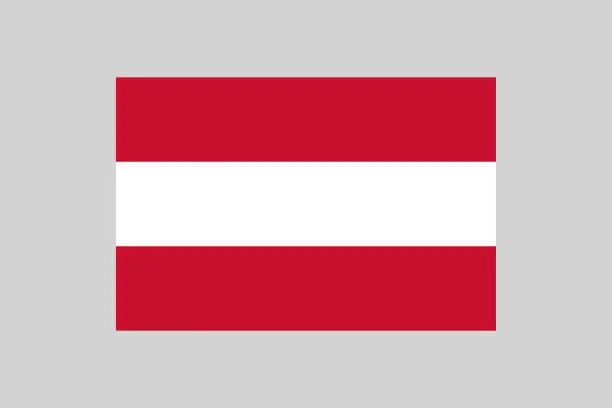 Vector illustration of national flag of Austria, austrian flag in 2:3 proportion, vector illustration with a grey background