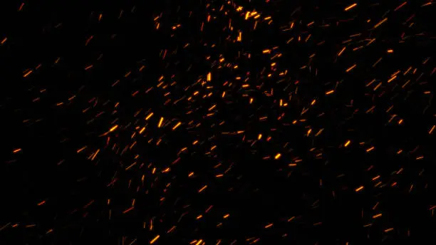 Photo of Burning ash background. Sparks backdrop. Flickering abstract Particles