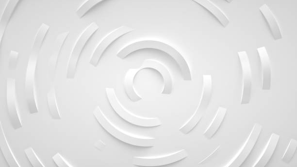 istock Concentric circles, rings on the surface. Bright, milky radio wave abstract background 1734081659
