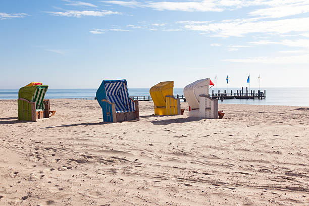 Beach chairs on the Island of Foehr at Northsea stock photo