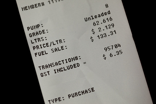 Receipt showing high gas price