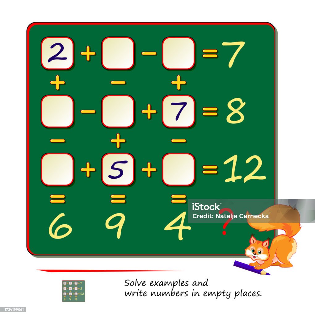 Logic Recreational Math Example Mathematical Logic Puzzle Game Solve Examples And Write Numbers In ...