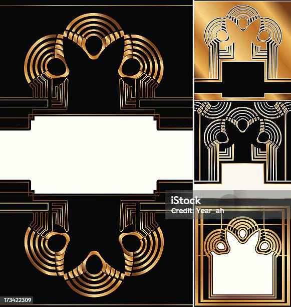 세트마다 아르데코 배경기술 고풍스런에 대한 스톡 벡터 아트 및 기타 이미지 - 고풍스런, 금색, 기하 도형