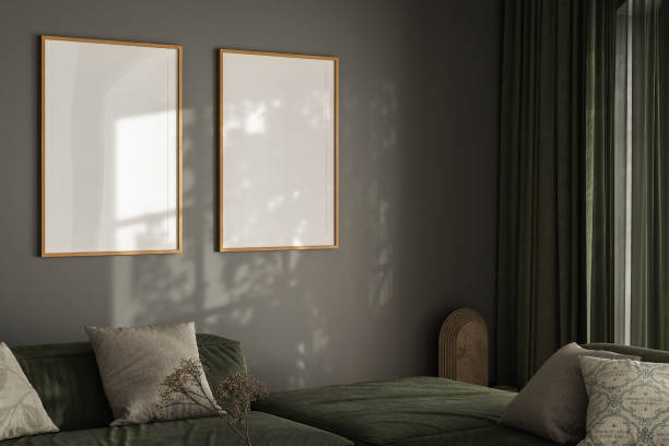 istock Mockup frame in interior background, room in light pastel colors, Scandi-Boho style, 1734231417