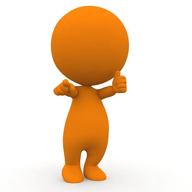 orange fingerpointing thump up 3d people