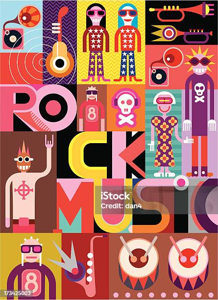 Música Rockilustração Vetorial - Arte vetorial de stock e mais imagens de Banda de rock - Banda de rock, Música rock, Abstrato