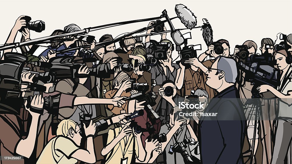 press conference Vector illustration of a press conference Drawing - Art Product stock vector