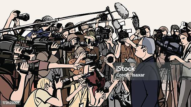 Press Conference Stock Illustration - Download Image Now - Drawing - Art Product, Journalism, Journalist