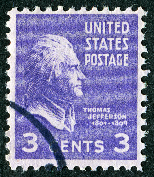 thomas jefferson stamp - president postage stamp profile usa foto e immagini stock