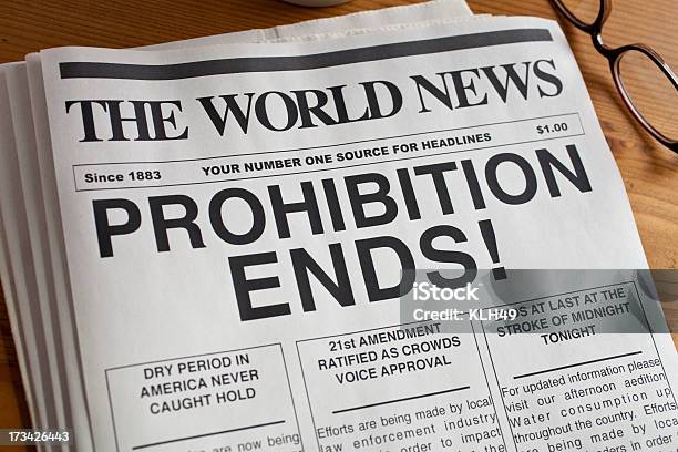 Newspaper Headline Prohibition Ends Stock Photo - Download Image Now - 1920-1929, Newspaper, Newspaper Headline