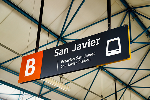 San Javier Station sign in the Medellin metro, Colombia