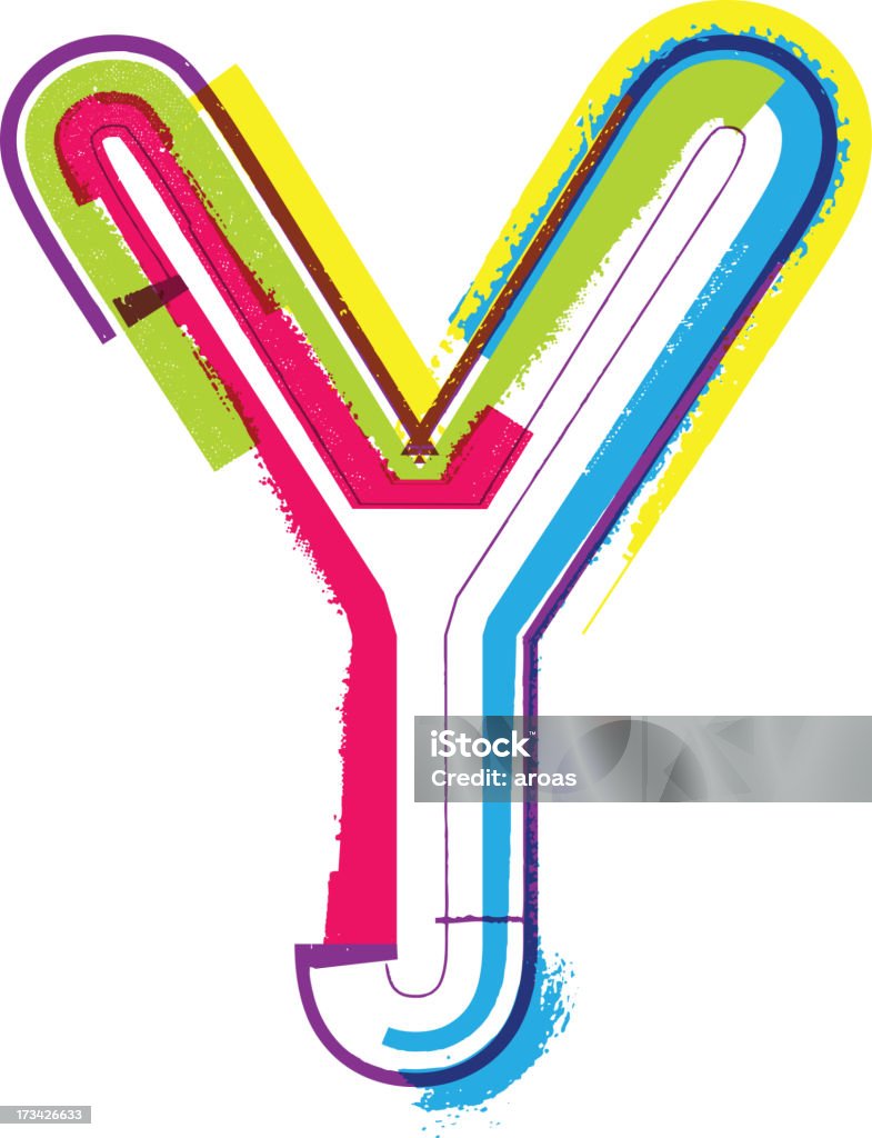 カラフルなグランジのフォントます。レター年 - アルファベットのロイヤリティフリーベクトルアート