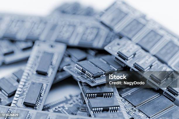 Many Different Computer Memory Modules Stock Photo - Download Image Now - Abstract, Blue, Byte