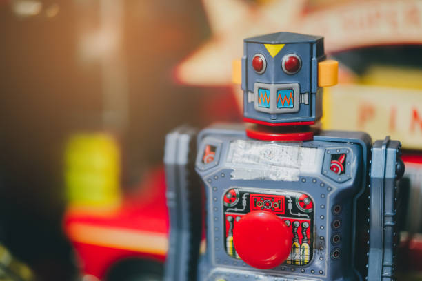istock Old classic tin toy robots. Retro robot. Vintage robot. 1734286166