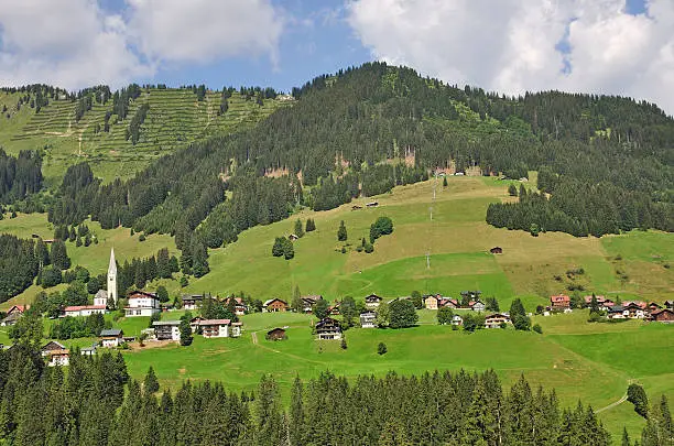 View into Kleinwalsertal near Hirschegg,Vorarlberg,Austria
