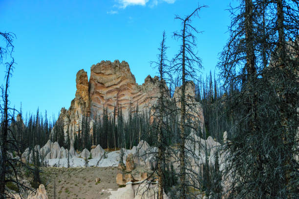 Rock formations caused by erosion of volcanic tuff in Wheeler Geological Area, Colorado
