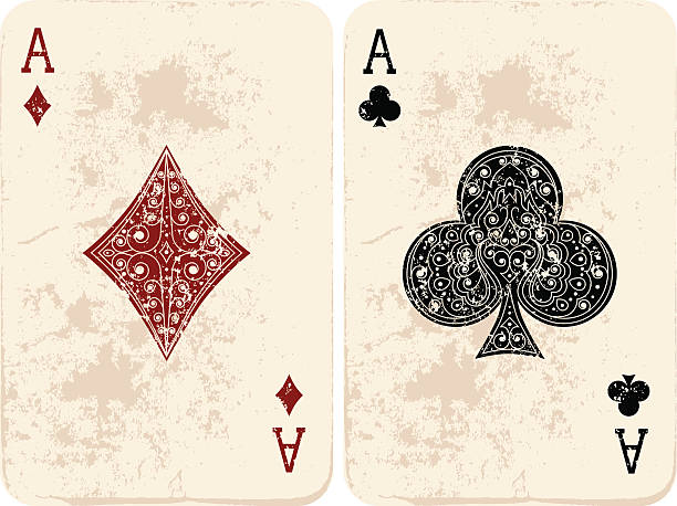 ace of diamonds & clubs - karo ası stock illustrations