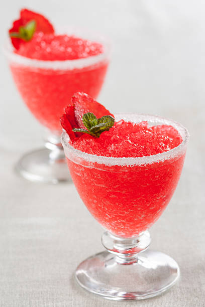 istock Strawberry slushie cups decorated with mint 173436566