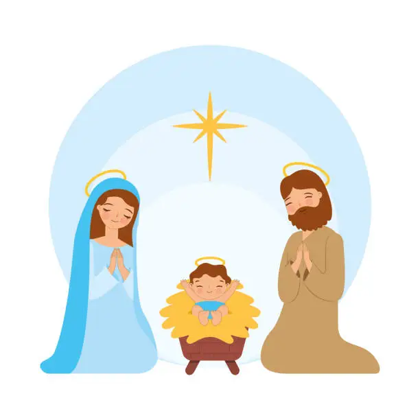 Vector illustration of nativity scene vector