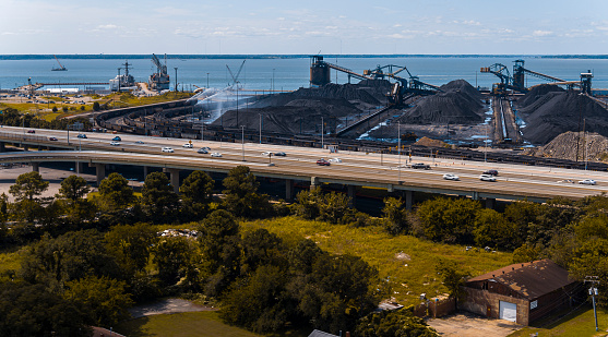 Coal and freight transportation practice in Newport News, Virginia: Wetting coal heaps in Coal Terminal in port