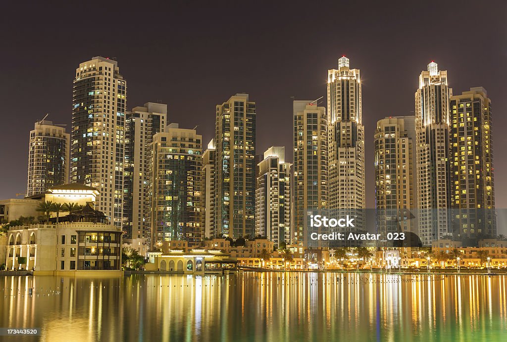 Dubai di notte - Foto stock royalty-free di Acqua