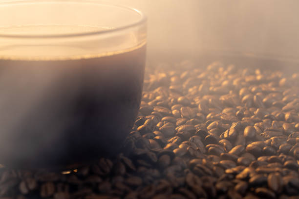 Cup of coffee and coffee beans