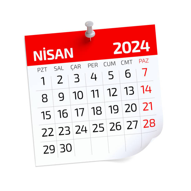 istock April Calendar 2024 in Turkish Language. Isolated on White Background. 3D Illustration 1734473577