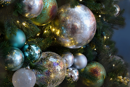 shiny christmas balls with sparkling light