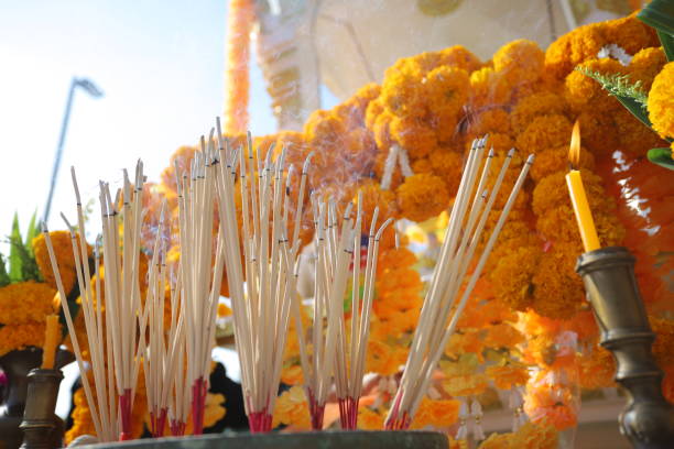 istock Incense burning Embossed in a pot. Incense smoke, burning Incense smoke. 1734616740