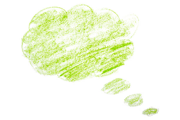 green brush painting speech bubbles isolated on white background.