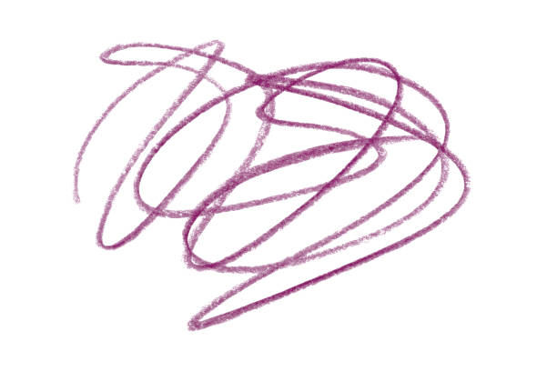 Draw a dark purple pencil line isolated on a white background.