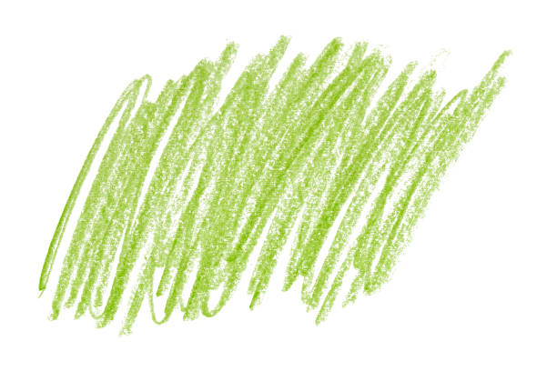 Green pencil strokes isolated on white background.