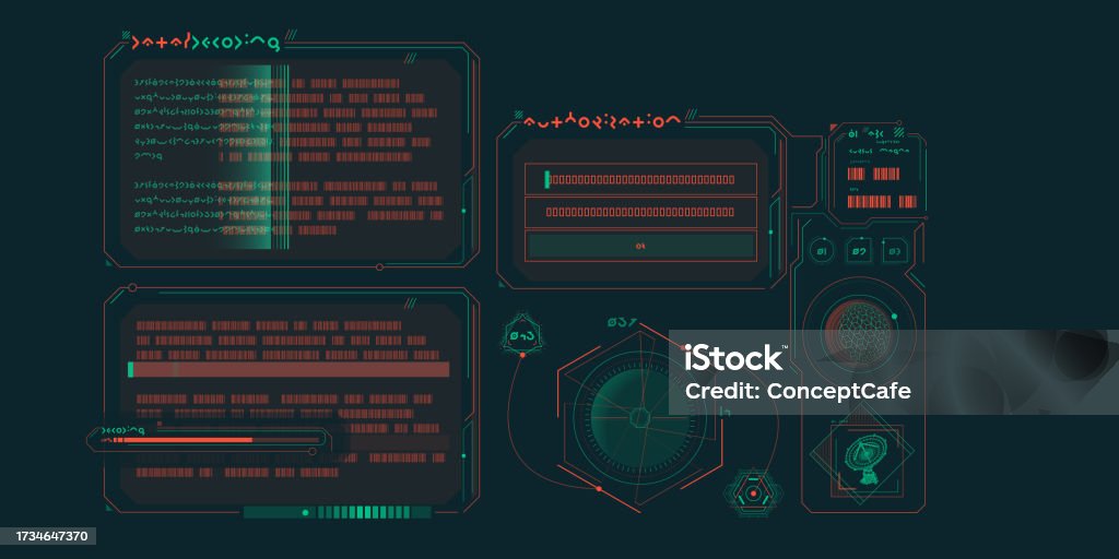Hyperscience Ui Scifi Hud Interface For Data Research Stock Illustration - Download ...