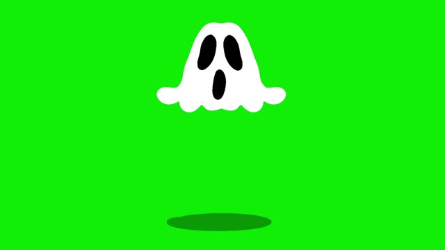 4k animation of cute ghost on green screen for halloween