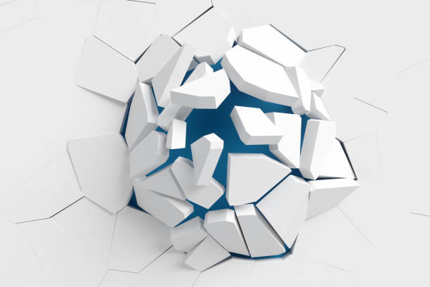 istock The wall breaks into a hole with a circular shape. Round frame made from pieces of a broken wall. 3d rendering illustration 1734705305