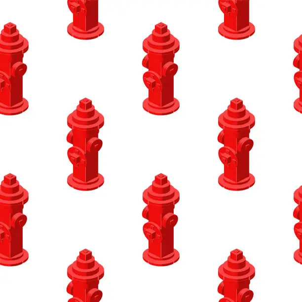 Vector illustration of Fire hydrant pattern in isometry on a white background. Vector