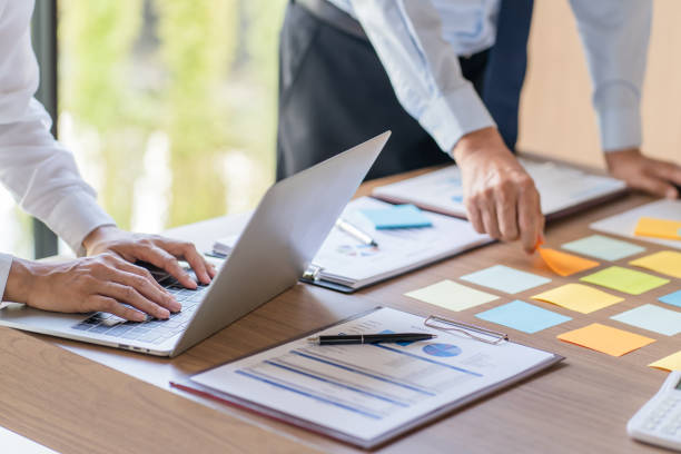 istock Business People brainstorming Meeting Design Ideas use post it notes to share idea professional investor start up project business brainstorming planning in office 1734829574