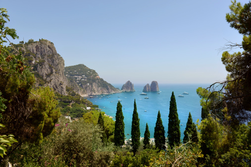 The beautiful Italian Island of Capri with its famous sparkling turquoise blue waters