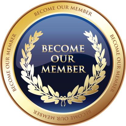 Become our member advertisement medal with a laurel.