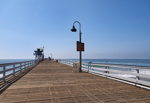 Beautiful sunny day at the San Clemente Pier in Orange County, California, USA.