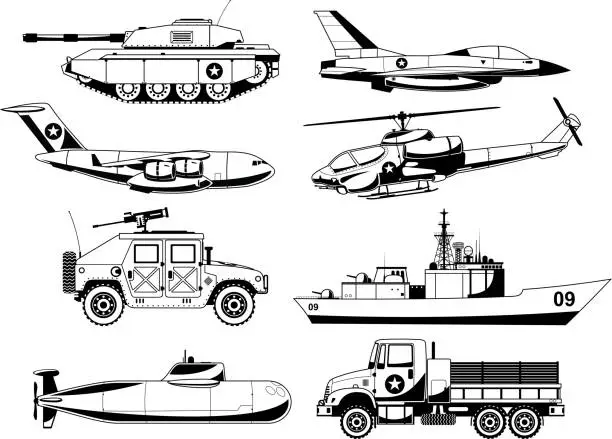 Vector illustration of War Military Vehicles 2