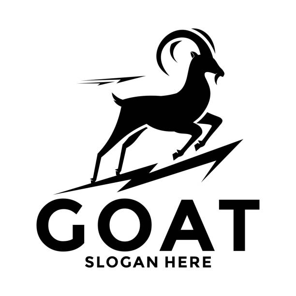 ilustrações, clipart, desenhos animados e ícones de design criativo do logotipo da cabra, logotipo moderno da empresa - goat animal black domestic animals