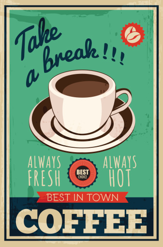 vintage coffee shop poster, vector illustration