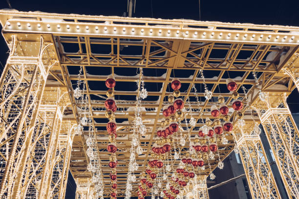istock festive arch with illumination and christmas balls 1734907860